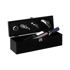 Set de Vino de 4 Piezas Madera y Metal