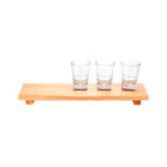Tabla de Madera con 3 Vasos de Cristal de 2 OZ.